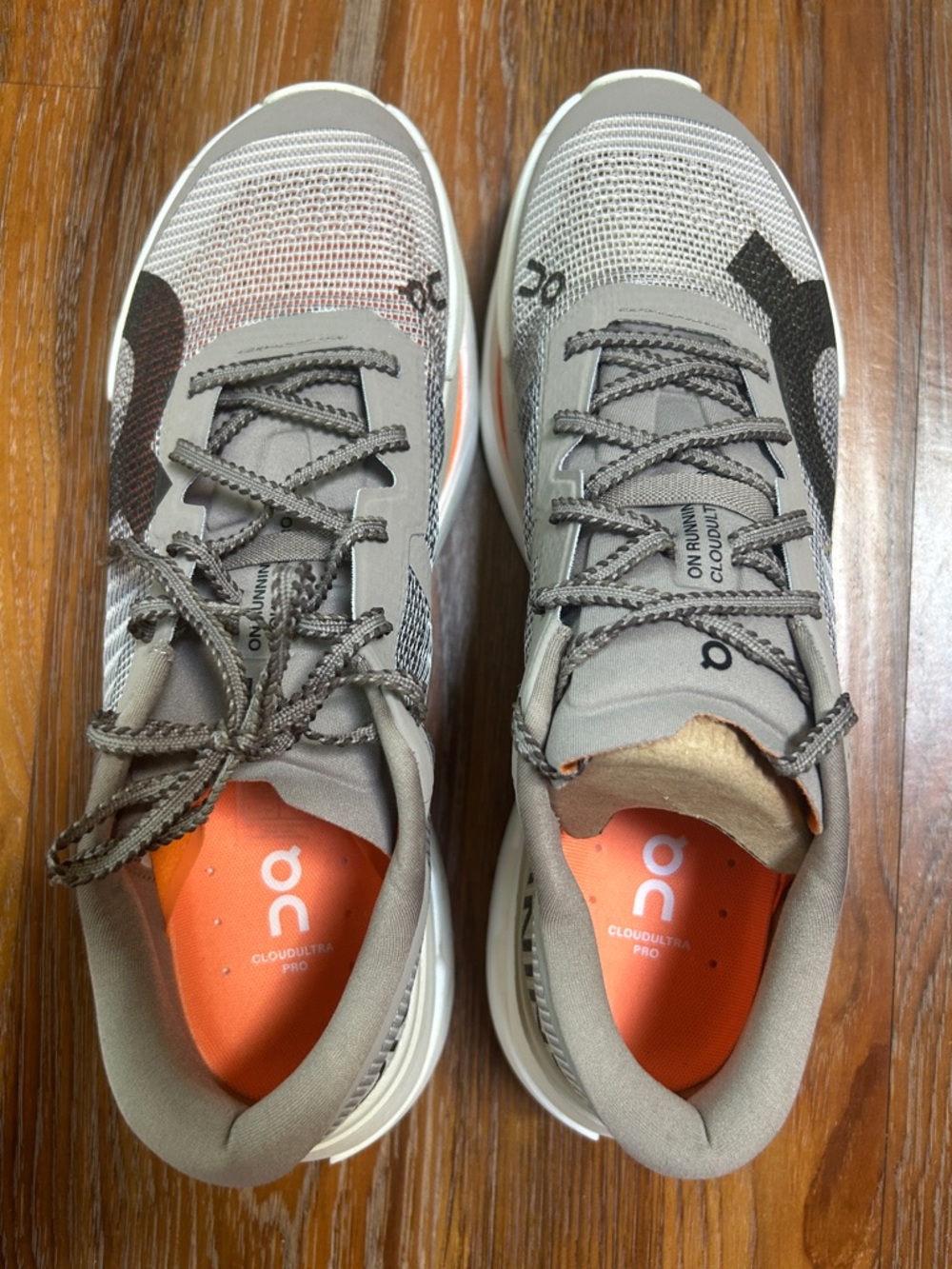 On Running Men's Cloudultra Pro in Neutral Grey with Orange Insole EUC - Picture 2 of 4